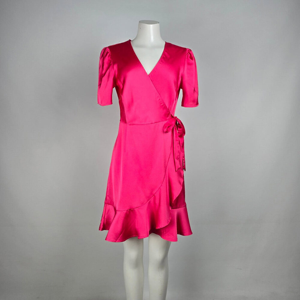 Pieces Pink Ruffle Wrap Dress Size M